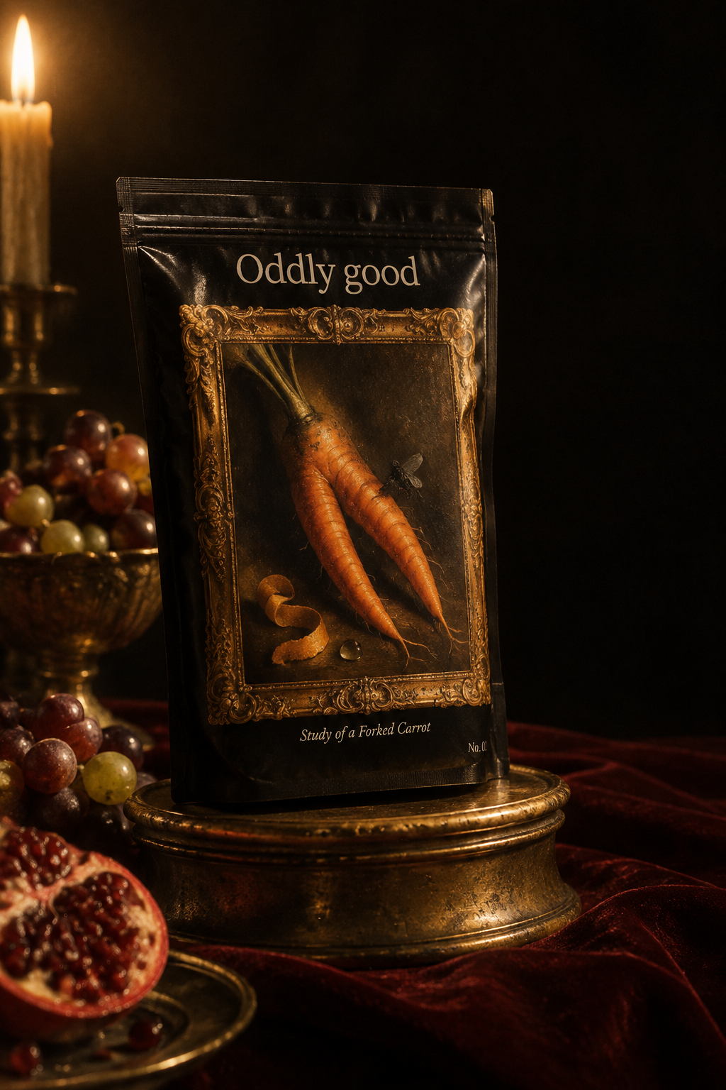 Study of a Forked Carrot, framed pack